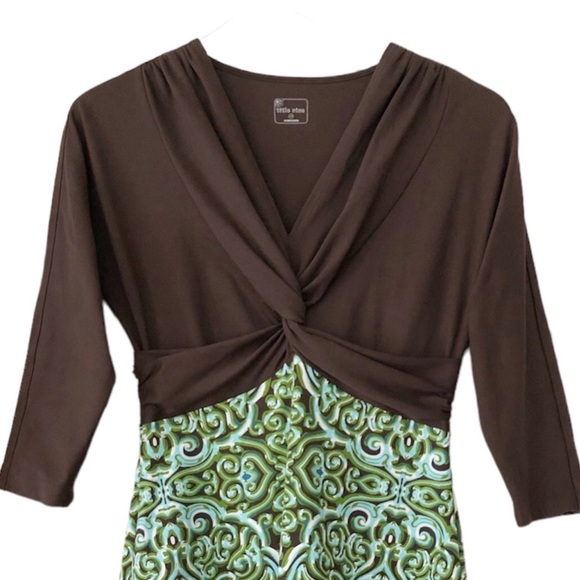 Title Nine | V-Neck Green Brown 3/4 Sleeve Athletic Dress XS Sporty - Picture 2 of 10